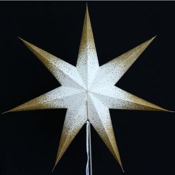 Meteor Goldcrash white - Foldable glowing star, paper poinsettia with 7 points, 60 cm